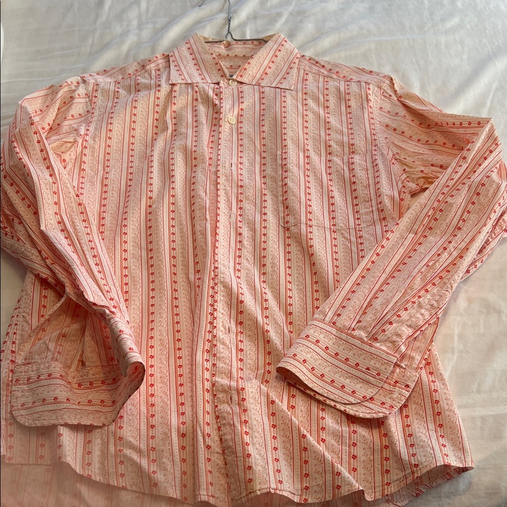 Malo Men's Casual Pink and Red Striped Shirt